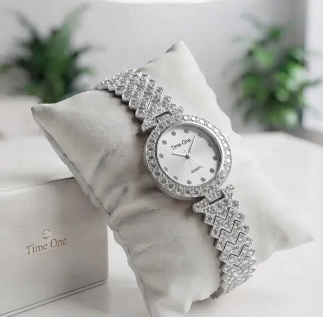 Time One Gold Crystal Bracelet Watch
