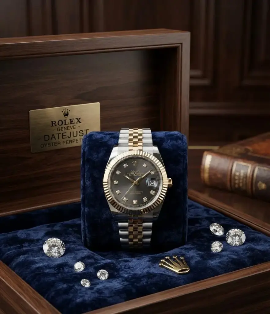 ROLEX Black Dial Two-Tone Quartz Watch